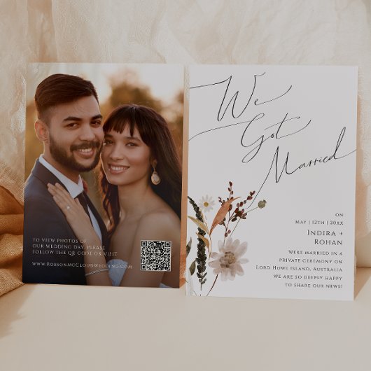 ボホ オータム ワイルドフラワー |  elopement announcement 招待状