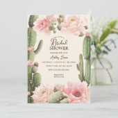ボホ カクタス フローラル デザート ピンクのサボテンの花 招待状 (スタンド正面)