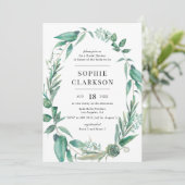 ボホ グリーンのあるスイレンと多肉植物のブライダルシャワー 招待状 (スタンド正面)