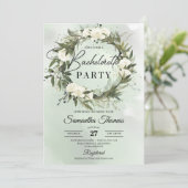 ボホ グリーン オリーブリース ホワイト ローズ バチェロレッテ 招待状 (スタンド正面)
