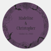 ボホ ゴシック フラワー ウェディング パープル ラウンドシール (正面)