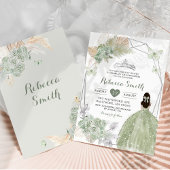 ボホ サージュグリーン フラワー ジオメトリック キンセアニエラ 招待状