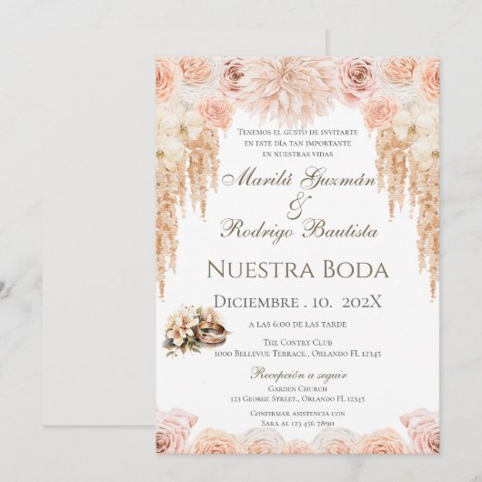 ボホ スペイン語 ウェディング 招待状 (正面/裏面)