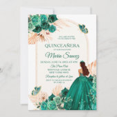 ボホ ダスティーブルー フラワーメキシカン キンセアニエラ インビテ 招待状 (正面)