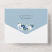 ボホ ダスティーブルー フラワーリーフィー ウェディング オールインワン招待状 (裏面)