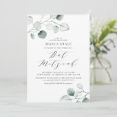ボホ ダスティーブルー ユーカリの葉 バットミツバ祭 招待状 (スタンド正面)