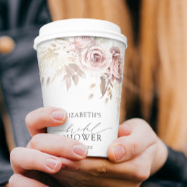 ボホ ダスティ ローズ ピンク フラワーブライダルシャワー 紙コップ