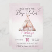 ボホ ティピーの下で寝る スリープオーバー レイト オーバー 招待状 (正面/裏面)