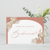 ボホ テラコッタ アーチ パンパス グラス 伴娘 カード (スタンド正面)