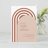 ボホ テラコッタ アーチ フォト ウェディング 招待状 (スタンド正面)