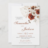 ボホ テラコッタ フラワーの結婚式 招待状 (正面)