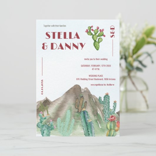 ボホ デザート カクタス アリゾナ 目的地 招待状 (スタンド正面)