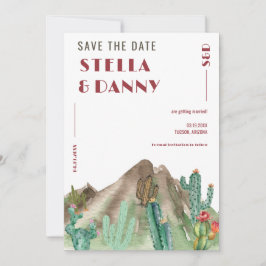 ボホ デザート サボテン アリゾナ デスティネーション ウェディング セーブザデート