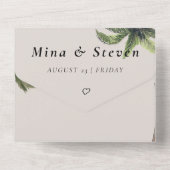 ボホ トロピカル ウォーターカラー パームビーチ ウェディング オールインワン招待状 (裏面)