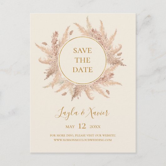 ボホ トロピカル ボタニカル | アイボリー Save The Date インビテーションポストカード (正面)