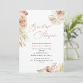 ボホ トロピカル ローズと葉のブライダルシャワー 招待状 (スタンド正面)