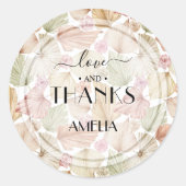 ボホ ドライ リーフとフラワーのブライズシャワー ラウンドシール (正面)