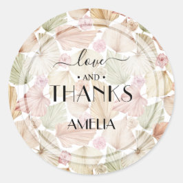 ボホ ドライ リーフとフラワーのブライズシャワー ラウンドシール