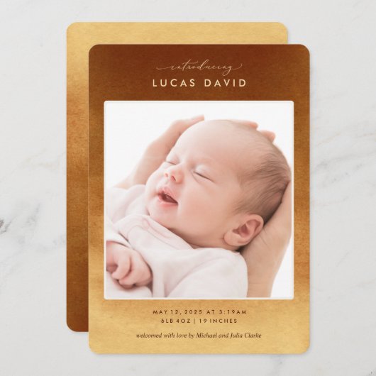 ボホ・ニュートラル・グラデーションフォト・バース・アナウンス 招待状 (正面/裏面)