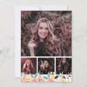 ボホ·バーガンデ素朴ィ·フローラ写真Sweet 16 招待状 (裏面)