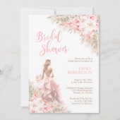 ボホ パンパス オーキッド ピオニー ドレス ブライダルシャワー 招待状 (正面)