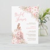 ボホ パンパス オーキッド ピオニー ドレス ブライダルシャワー 招待状 (スタンド正面)