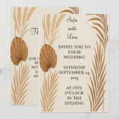 ボホ パンパス グラス ウェディング インビテーション | ミニマリスト (正面/裏面)