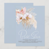 ボホ パンパス グラス トロピカル フラワーズ ブライズ シャワー 招待状 (正面/裏面)