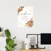 ボホ パンパス グラス ドライ フラワー ブーケ ウェルカム ポスター (ホームオフィス)