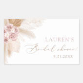 ボホ パンパス グラス ブライダル シャワー 長方形シール (正面)