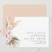 ボホ パンパス グラス 新しい結婚式の日程 招待状