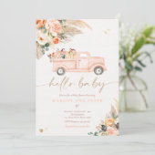 ボホ・パンプキン・ピックアップ・トラック、桃娘の赤ちゃんシャワー 招待状 (スタンド正面)