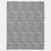 ボホ、ヒッピー、1960インスパイア年代のグルーヴスタイルソフトグレー フリースブランケット (正面)