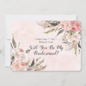 ボホ ピンク ピオニー パンパス 私のウェディングガールになってくれる? 招待状 (正面)