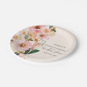 ボホ ピンク フローラル ペタル & プロセッコ ブライダル シャワー ペーパープレート (アングル)