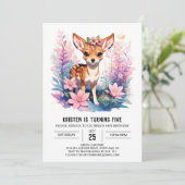 ボホ ピンク 鹿 お祝い ガール バースデー 招待状 (スタンド正面)