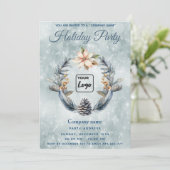 ボホ ピンコーンのリース ホリデーパーティー 法人ロゴ 招待状 (スタンド正面)