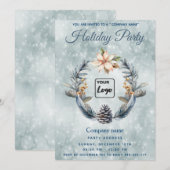 ボホ ピンコーンのリース ホリデーパーティー 法人ロゴ 招待状 (正面/裏面)