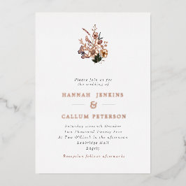 ボホ フォール ワイルド フラワーズ ウェディング ローズ 箔招待状