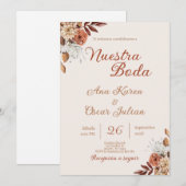 ボホ フラワースペイン風ウェディング招待状 招待状 (正面/裏面)