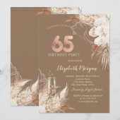 ボホ フラワーズ,シャンパングラス,テラクッタ 65th 招待状 (正面/裏面)