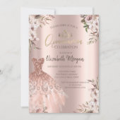 ボホ フラワーズ ドレス ローズゴールドのキンセアラ 招待状 (正面)