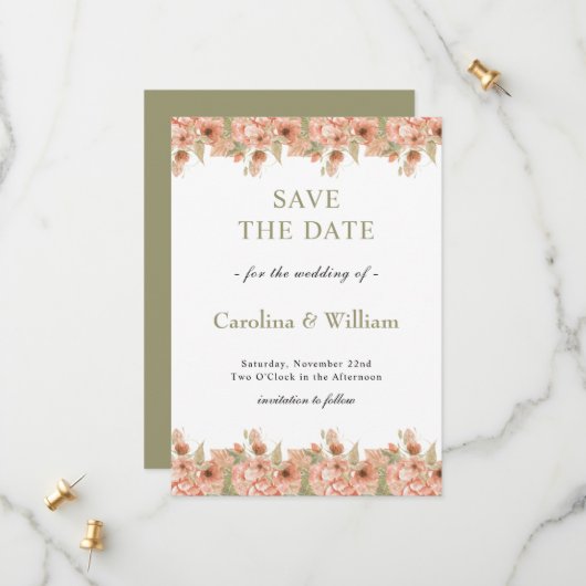 ボホ フラワー ウェディング セーブザデート (正面/裏面インサイチュ)