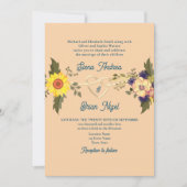 ボホ フラワー ウェディング QR コード 招待状 (正面)