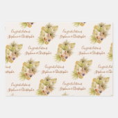 ボホ フローラル ドライ パーム 結婚式 名前を追加 ラッピングペーパーシート (正面2)
