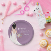 ボホ ブラックヘア ブライド フラワー付き ペーパープレート (パーティー)