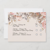 ボホ ブラック フラワー ピンク ローズ ゴールド RSVP オーダーメイド (裏面)