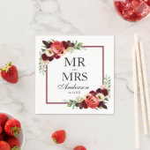 ボホ・ブルゴーニュ夫妻のフローラ結婚ズ スタンダードカクテルナプキン (インサイチュ)