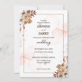 ボホ ブルームズ: モダン フラワー ウェディング インビテーション (正面)