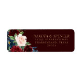 ボホ ブルーム | ダーク エレガント レッド ブーケ 住所 ラベル (正面)